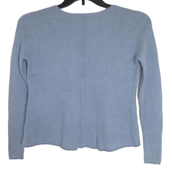 Decker Luxe 100% Cashmere Sweater Crew Neck Long Sleeve Boxy Blue Size Small - Picture 4 of 10